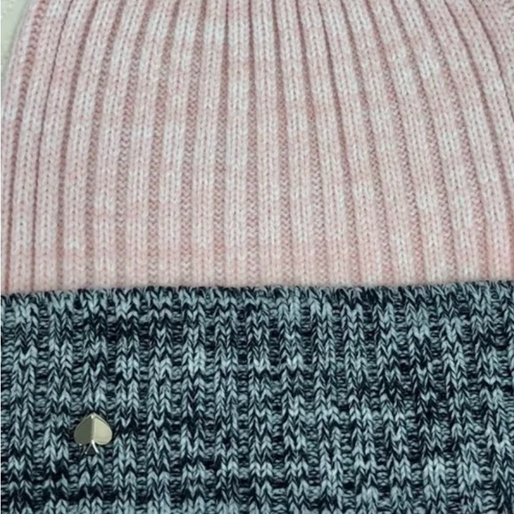 Kate Spade New York Mouline Patch Beanie w/Pink on one Side & Gray the other ♠️ - Picture 1 of 6
